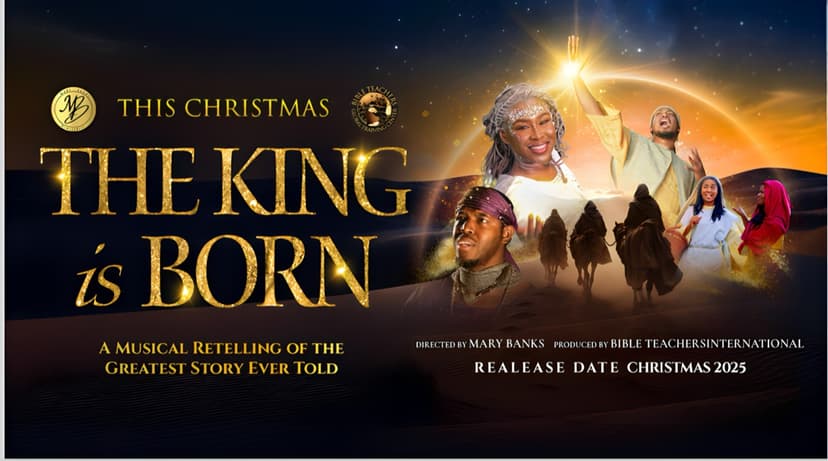The King Is Born key art: the cast beneath a star over the desert